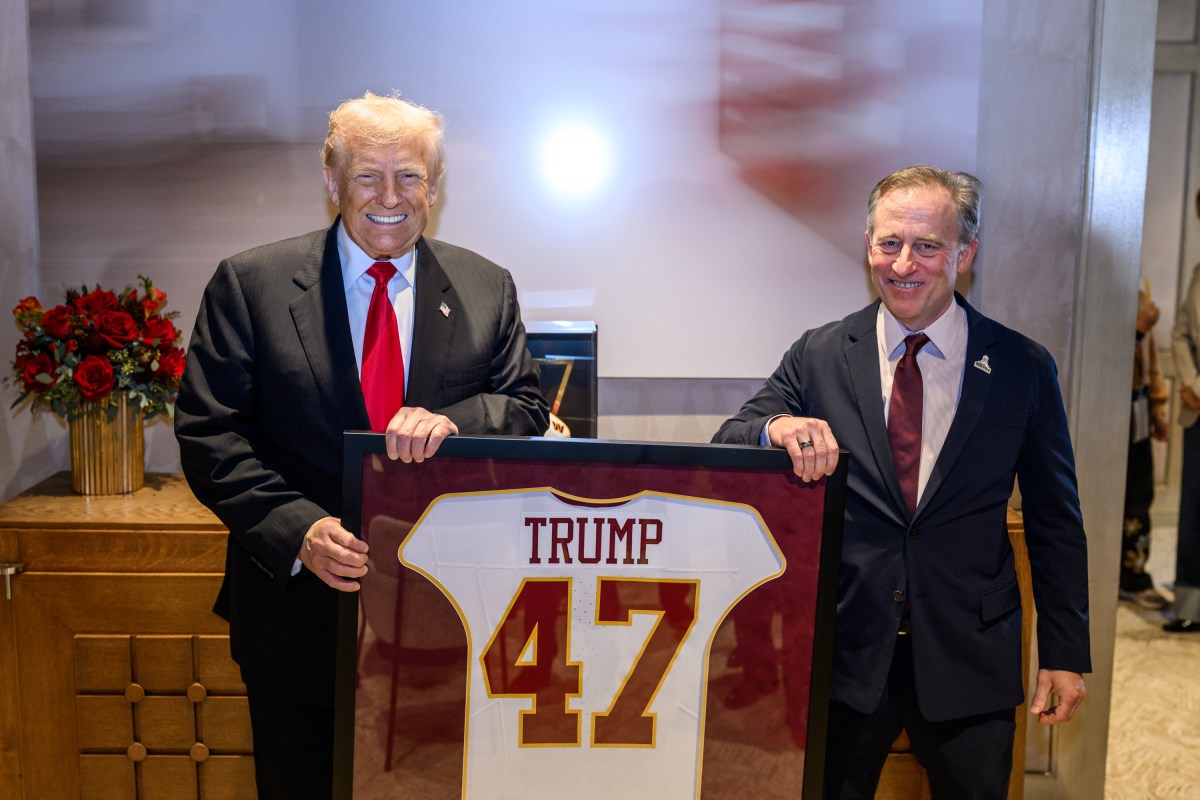 President Donald Trump poses for photos with Washington Commanders owner Josh Harris and family at Northwest Stadium in Landover, Maryland, Sunday, November 9, 2025. (Official White House Photo by Daniel Torok)