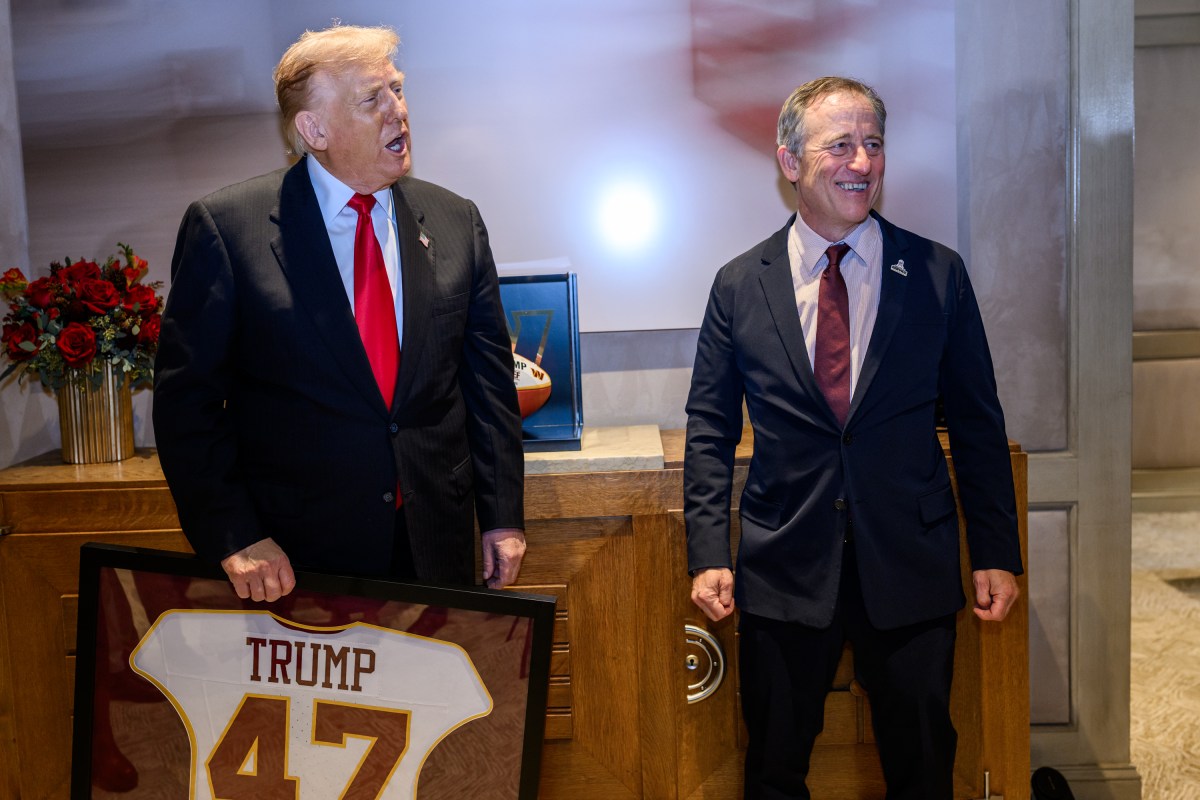 President Donald Trump poses for photos with Washington Commanders owner Josh Harris and family at Northwest Stadium in Landover, Maryland, Sunday, November 9, 2025. (Official White House Photo by Daniel Torok)