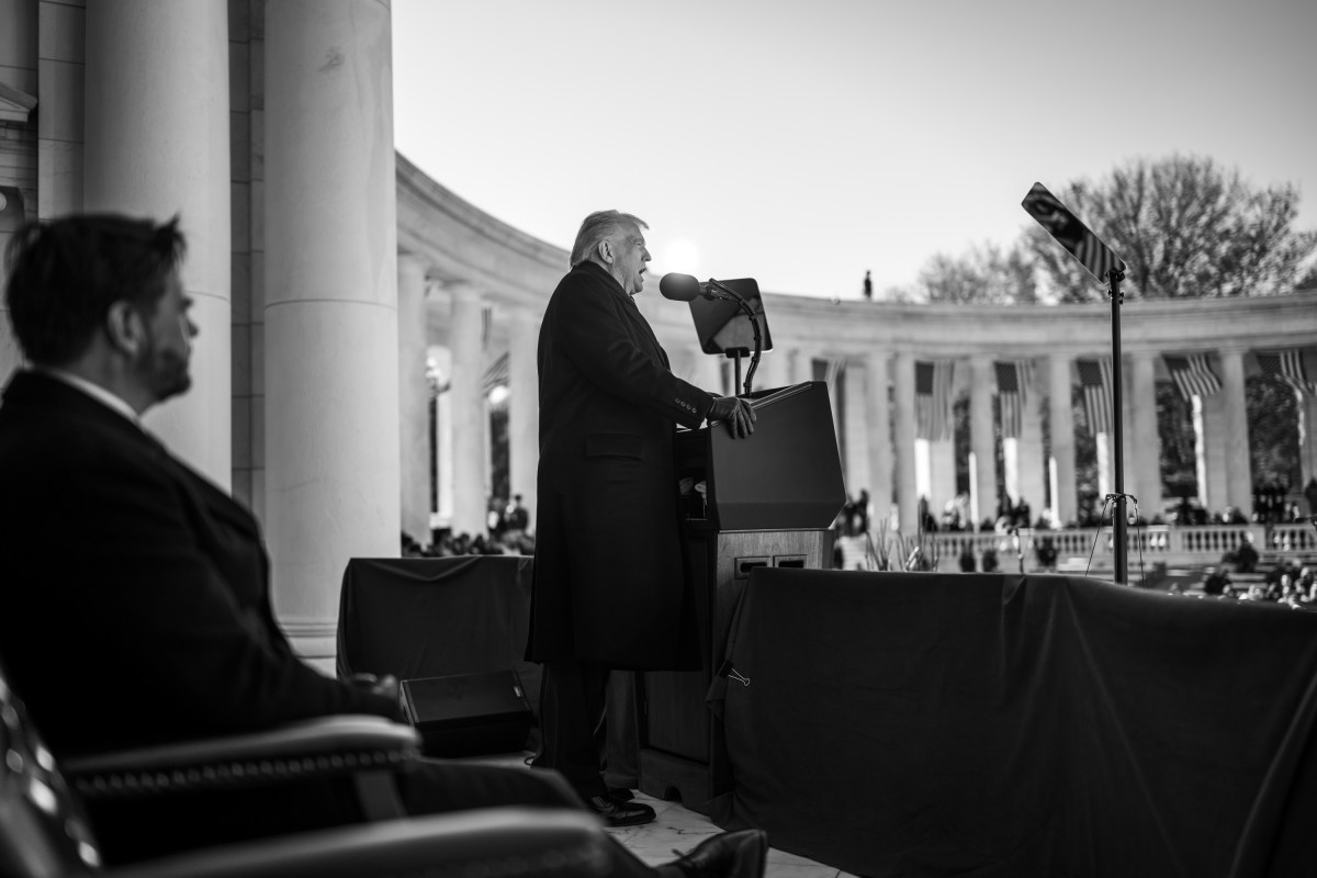 President Donald Trump delivers remarks at a Veterans Day ceremony at the Memorial Amphitheater at Arlington National Cemetery, Tuesday, November 11, 2025, in Arlington, Virginia. (Official White House Photo by Daniel Torok)
