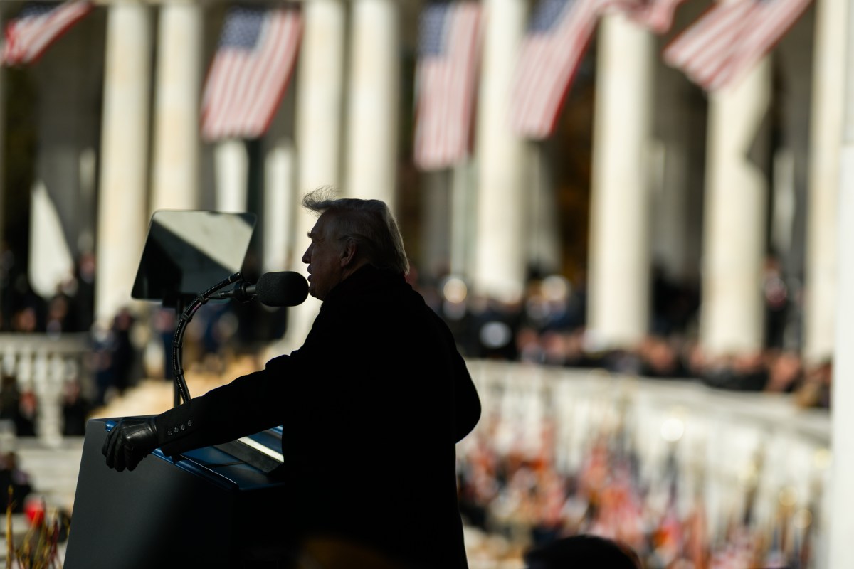 President Donald Trump delivers remarks at a Veterans Day ceremony at the Memorial Amphitheater at Arlington National Cemetery, Tuesday, November 11, 2025, in Arlington, Virginia. (Official White House Photo by Daniel Torok)