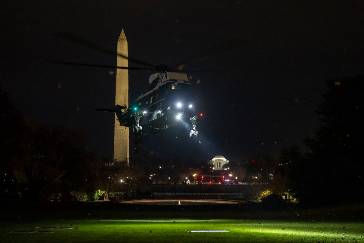 President Donald Trump boards Marine One on the South Lawn of the White House en route to Joint Base Andrews, Maryland on Friday, November 14, 2025, for a trip to Palm Beach, Florida. (Official White House Photograph by Nick Choiniere)
