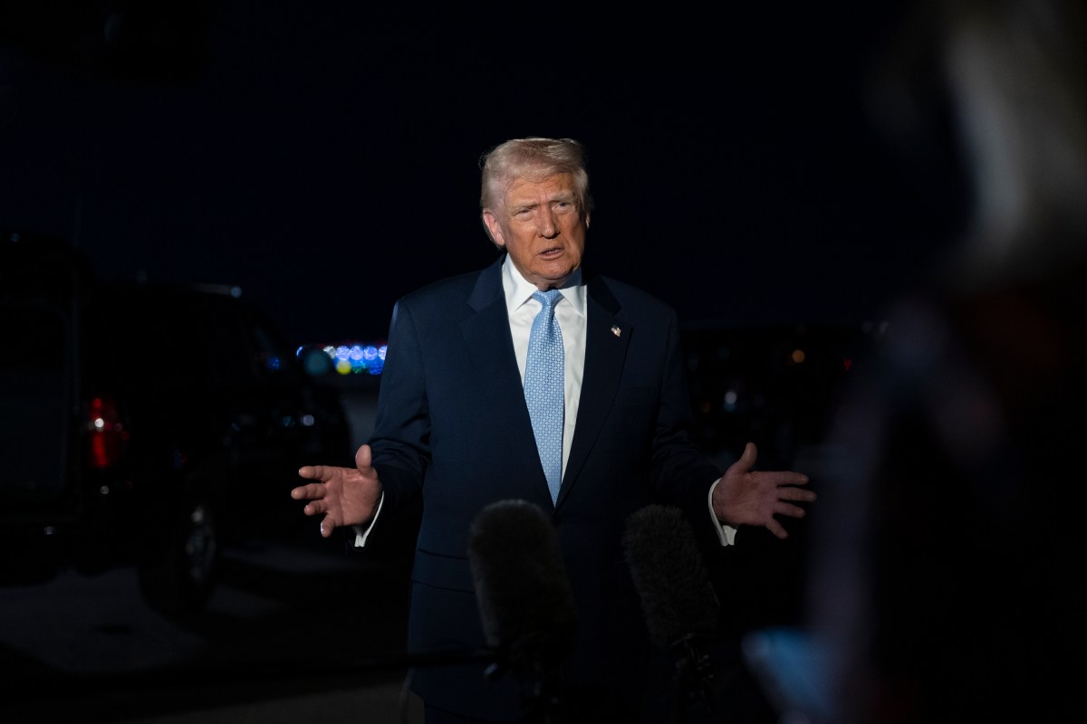 President Donald Trump speaks to the press before boarding Air Force One at Palm Beach International Airport in West Palm Beach, Florida on Sunday, November 16, 2025, en route Joint Base Andrews, Maryland  (Official White House Photo by Molly Riley)