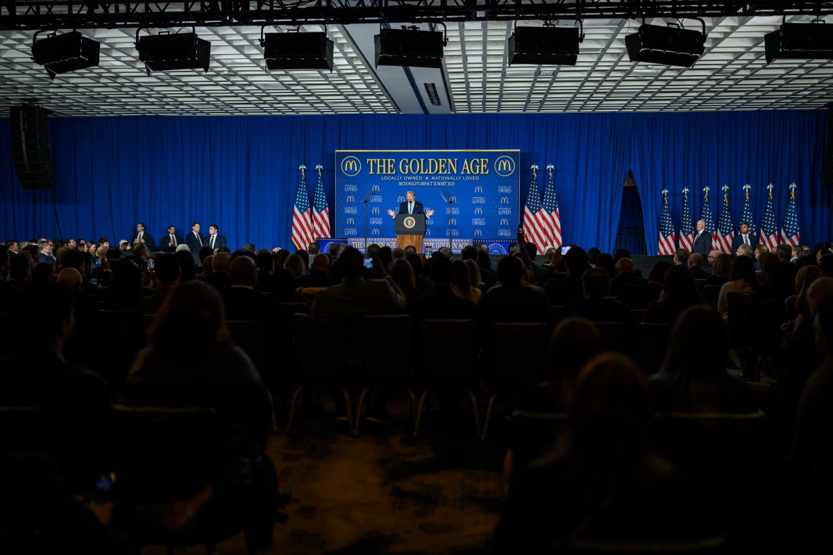 President Donald Trump delivers remarks at the McDonald’s Impact Summit, Monday, November 17, 2025, at the Westin D.C. in Washington, D.C. (Official White House Photo by Daniel Torok)