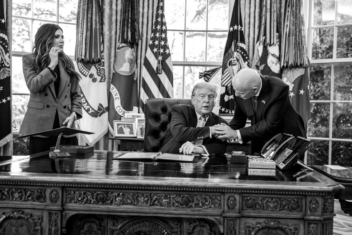 President Donald Trump speaks with FIFA President Gianni Infantino before meeting with the White House Task Force on the 2026 FIFA World Cup, Monday, November 17, 2025, in the Oval Office. (Official White House Photo by Joyce N. Boghosian)