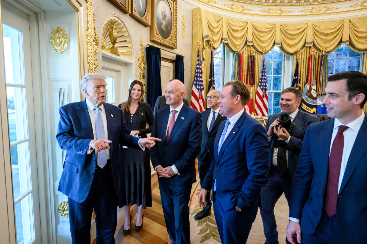 President Donald Trump speaks with members of the White House Task Force on the 2026 FIFA World Cup, Monday, November 17, 2025, in the Oval Office. (Official White House Photo by Joyce N. Boghosian)