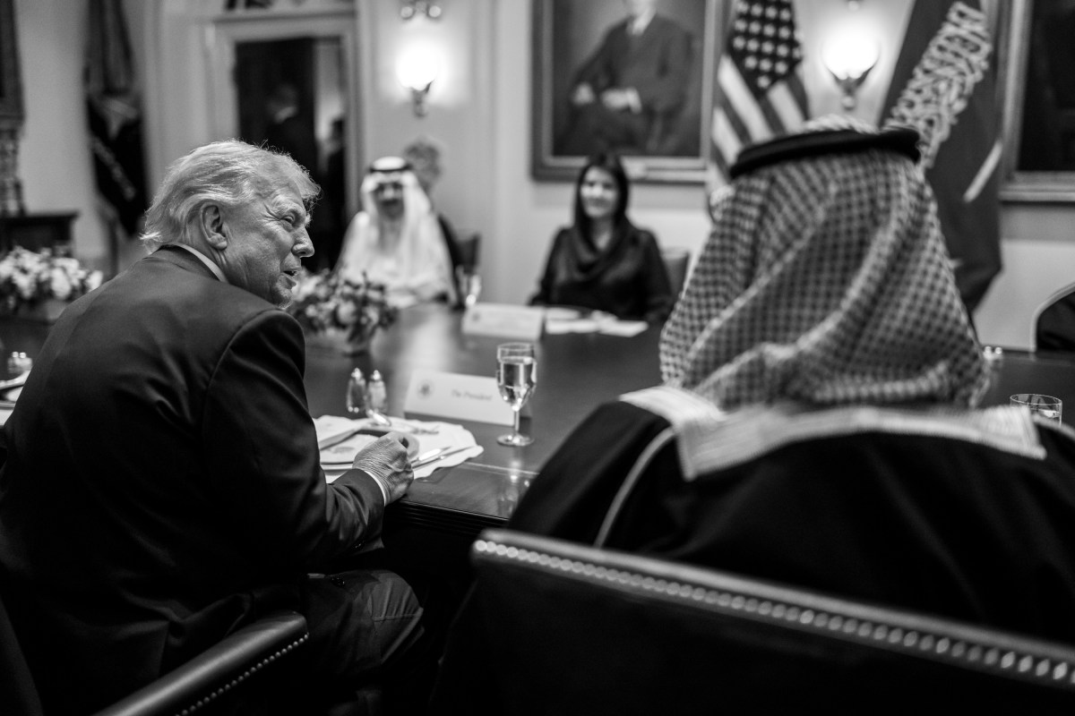 President Donald Trump participates in a bilateral lunch meeting with Crown Prince and Prime Minister Mohammed bin Salman Al Saud of Saudi Arabia, Tuesday, November 18, 2025, in the Cabinet Room. (Official White House Photo by Daniel Torok)