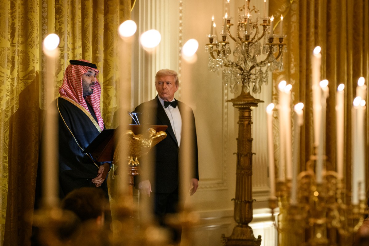 President Donald Trump delivers remarks at a dinner for Crown Prince and Prime Minister Mohammed bin Salman Al Saud of Saudi Arabia, Tuesday, November 18, 2025, in the East Room of the White House. (Official White House Photo by Daniel Torok)