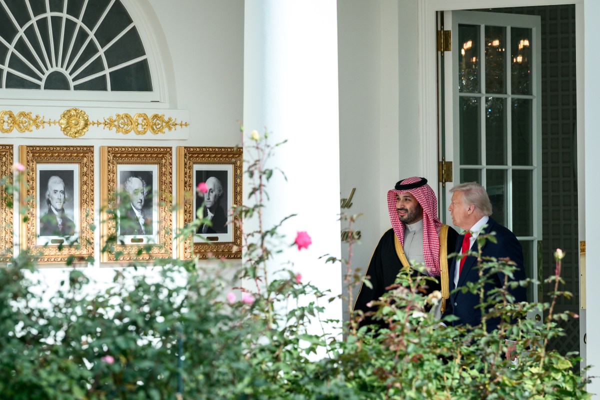 President Donald Trump and Crown Prince and Prime Minister Mohammed bin Salman Al Saud of Saudi Arabia walk along the West Colonnade of the White House to the Oval Office, Tuesday, November 18, 2025. (Official White House Photo by Joyce N. Boghosian)