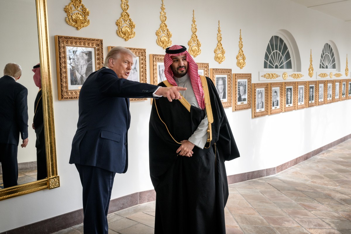 President Donald Trump and Crown Prince and Prime Minister Mohammed bin Salman Al Saud of Saudi Arabia walk along the West Colonnade of the White House to the Oval Office, Tuesday, November 18, 2025. (Official White House Photo by Joyce N. Boghosian)
