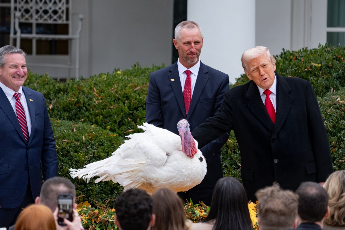 Vice President JD Vance and Usha Vance attend the annual Thanksgiving Turkey pardon in the White House Rose Garden, Tuesday, November 25, 2025. Photo by (Official White House Photo by Emily J. Higgins)