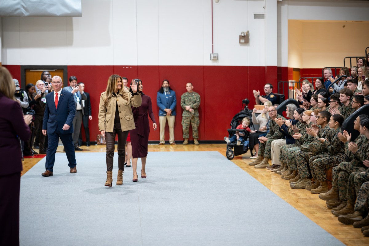 First Lady Melania Trump and Second Lady Usha Vance spend time with military members and their families to show appreciation for those who serve this holiday season at Camp Lejeune, NC and MCAS New, River, NC, Wednesday, November 19, 2025.  (Official White House Photo by Andrea Hanks)