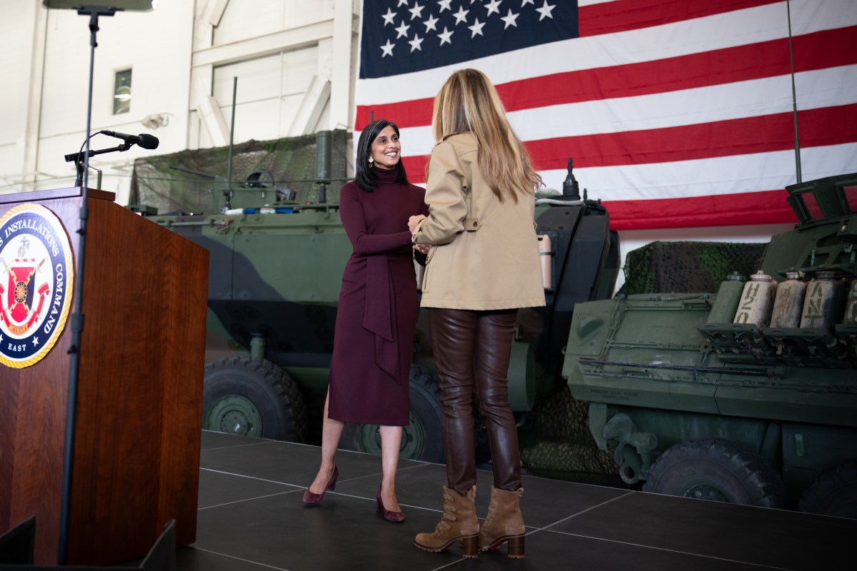 First Lady Melania Trump and Second Lady Usha Vance spend time with military members and their families to show appreciation for those who serve this holiday season at Camp Lejeune, NC and MCAS New, River, NC, Wednesday, November 19, 2025.  (Official White House Photo by Andrea Hanks)