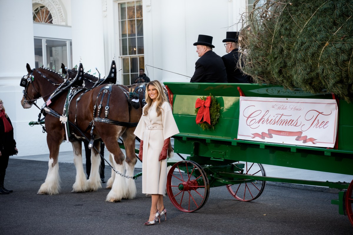 First Lady Melania Trump receives the official 2025 White House Christmas tree on Monday, November 24, 2025 a at The White House. (Official White House Photo by Andrea Hanks)