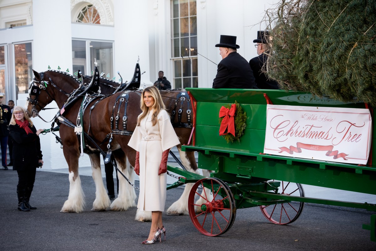 First Lady Melania Trump receives the official 2025 White House Christmas tree on Monday, November 24, 2025 a at The White House. (Official White House Photo by Andrea Hanks)