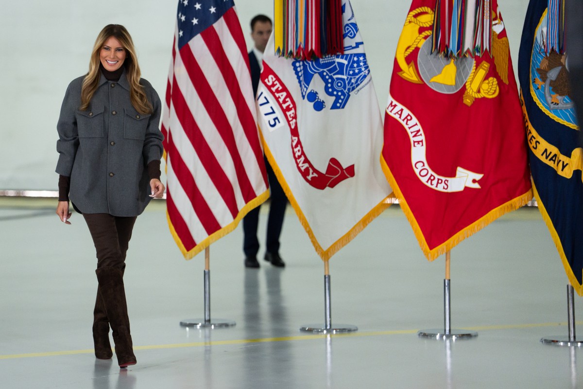 First Lady Melania Trump and Second Lady Usha Vance join the American Red Cross to deliver holiday care packages to military spouses at Joint Base Andrews, Monday, December 1, 2025. (Official White House Photo by Andrea Hanks)