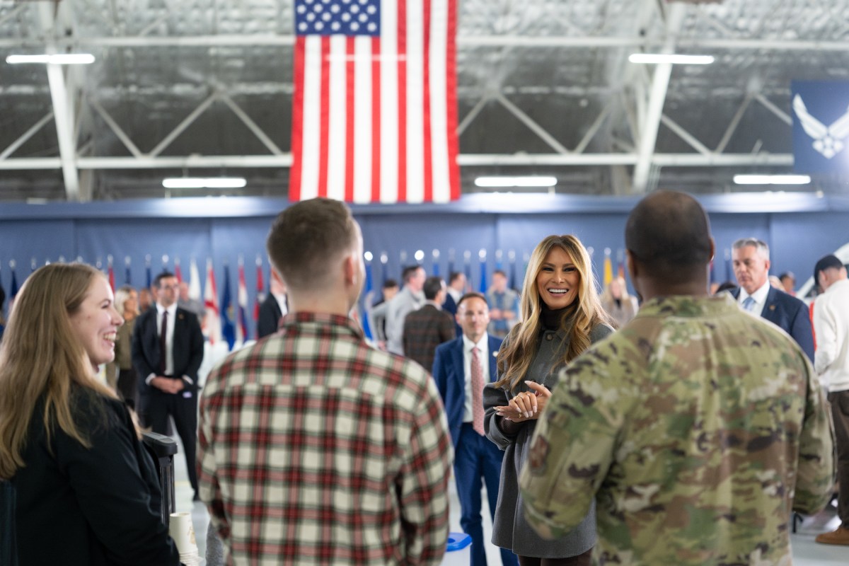 First Lady Melania Trump and Second Lady Usha Vance join the American Red Cross to deliver holiday care packages to military spouses at Joint Base Andrews, Monday, December 1, 2025. (Official White House Photo by Andrea Hanks)