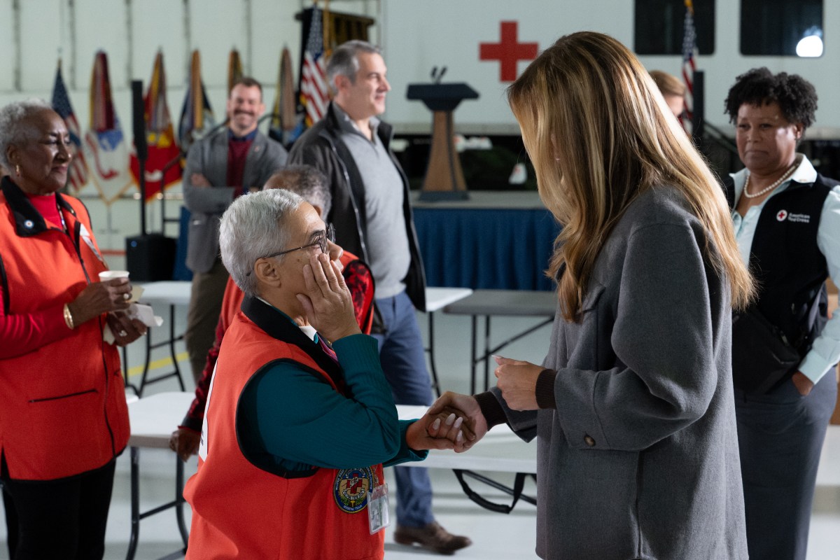 First Lady Melania Trump and Second Lady Usha Vance join the American Red Cross to deliver holiday care packages to military spouses at Joint Base Andrews, Monday, December 1, 2025. (Official White House Photo by Andrea Hanks)