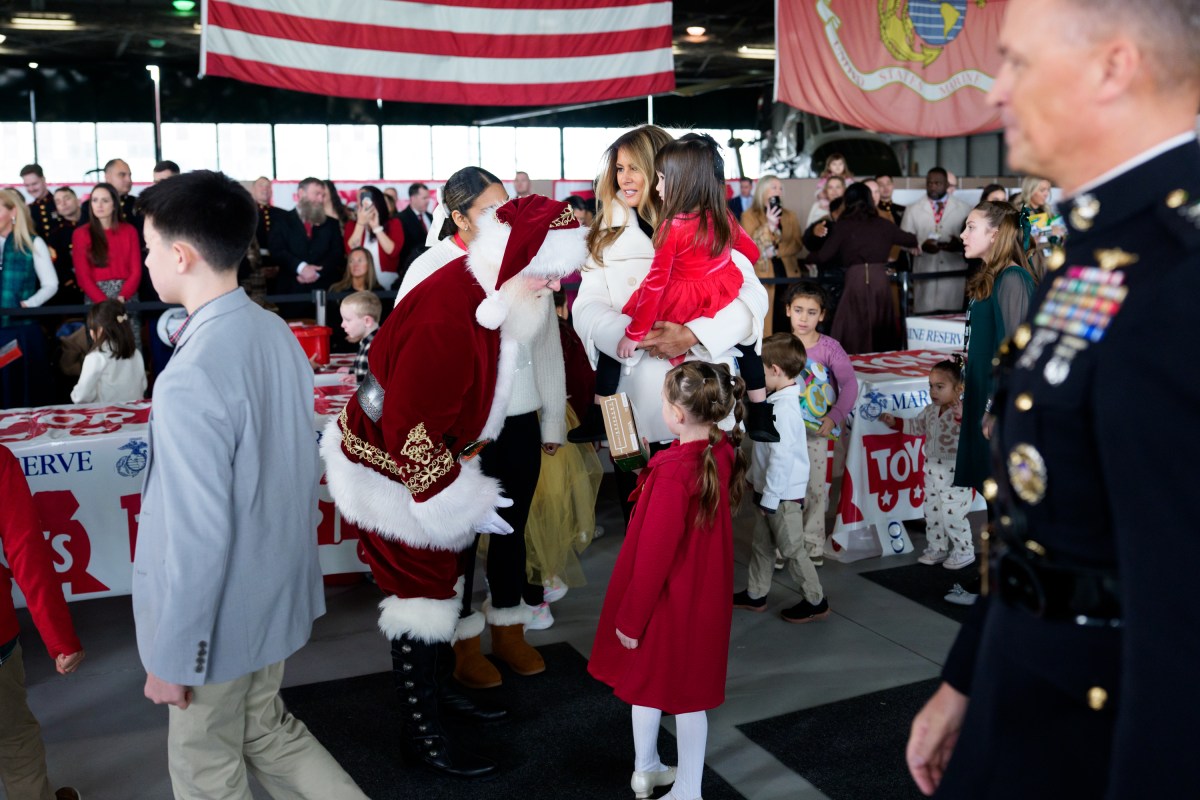 First Lady Melania Trump participates in a Toys for Tots Christmas event at Marine Corps Base Quantico, Monday, December 8, 2025. (Official White House photo by Andrea Hanks)