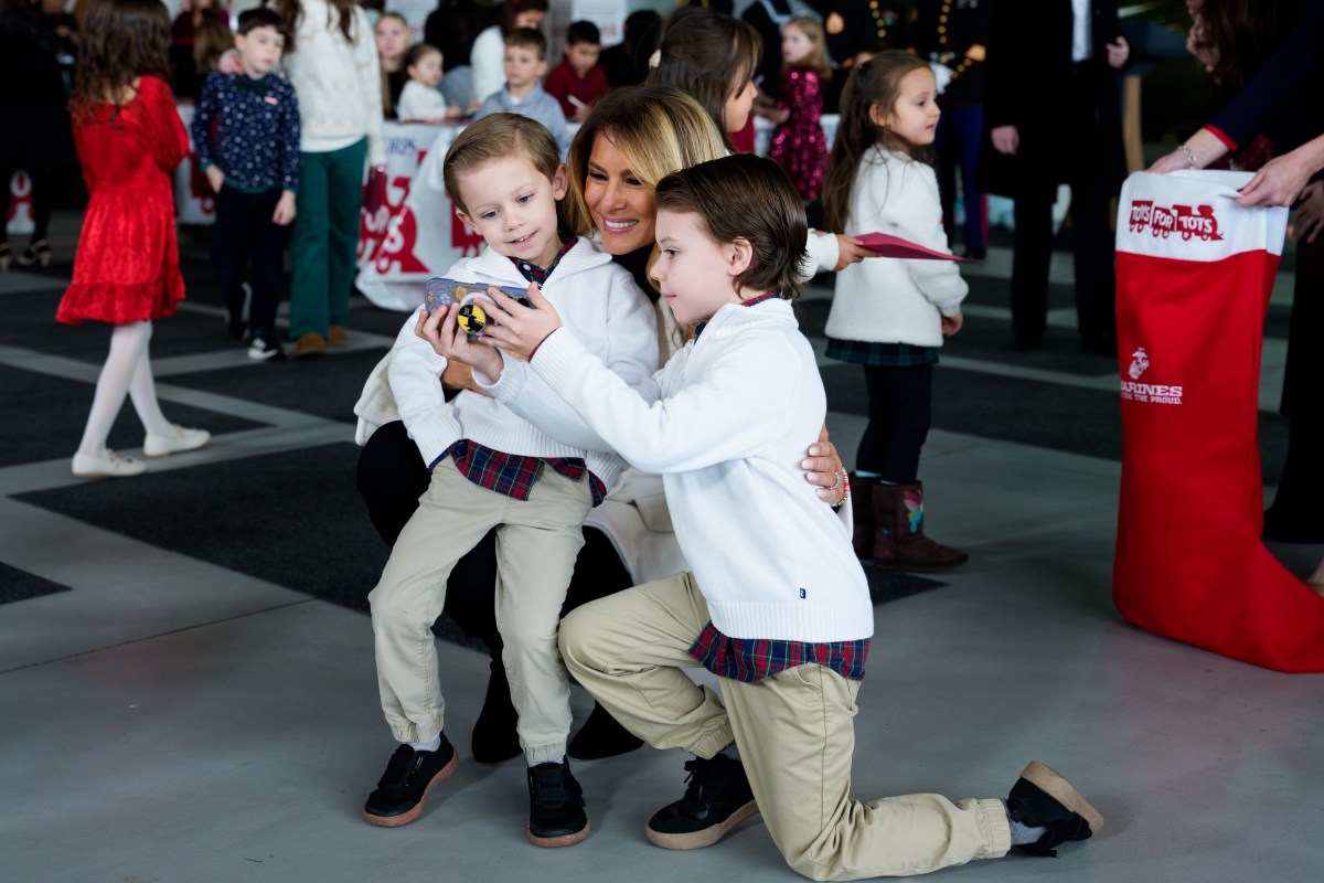 First Lady Melania Trump participates in a Toys for Tots Christmas event at Marine Corps Base Quantico, Monday, December 8, 2025. (Official White House photo by Andrea Hanks)
