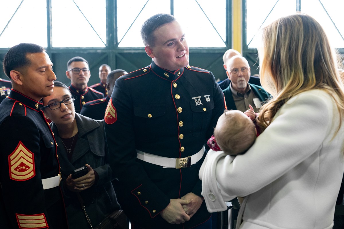 First Lady Melania Trump participates in a Toys for Tots Christmas event at Marine Corps Base Quantico, Monday, December 8, 2025. (Official White House photo by Andrea Hanks)