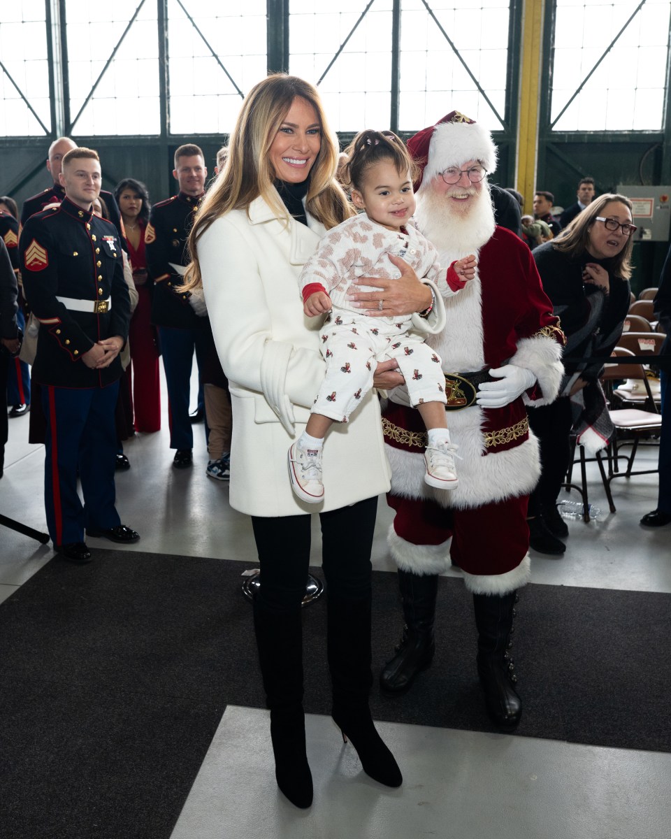 First Lady Melania Trump participates in a Toys for Tots Christmas event at Marine Corps Base Quantico, Monday, December 8, 2025. (Official White House photo by Andrea Hanks)