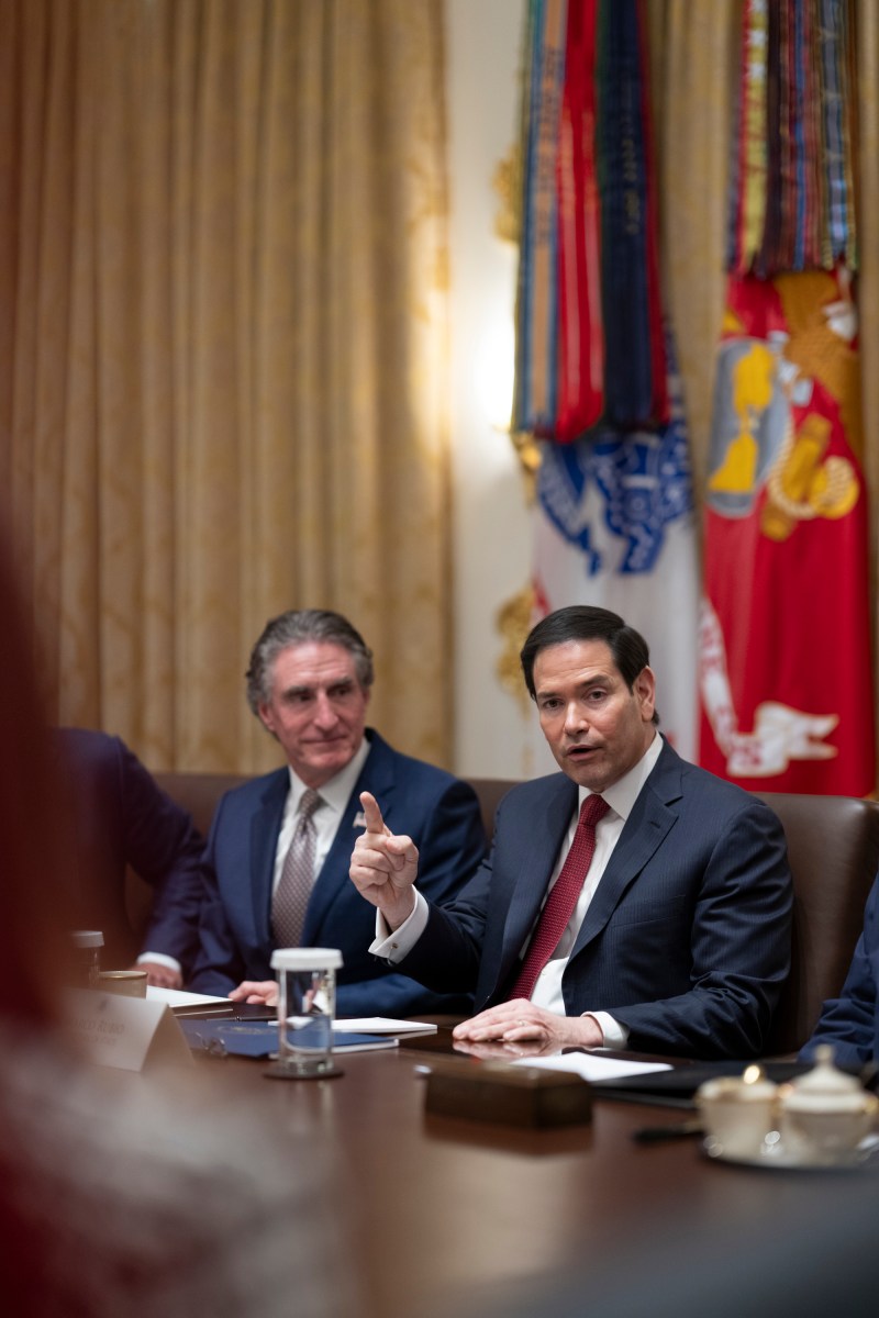 Secretary of State Marco Rubio speaks as President Donald Trump holds a cabinet meeting, Tuesday, December 2, 2025, in the Cabinet Room of the White House. (Official White House Photo by Molly Riley)