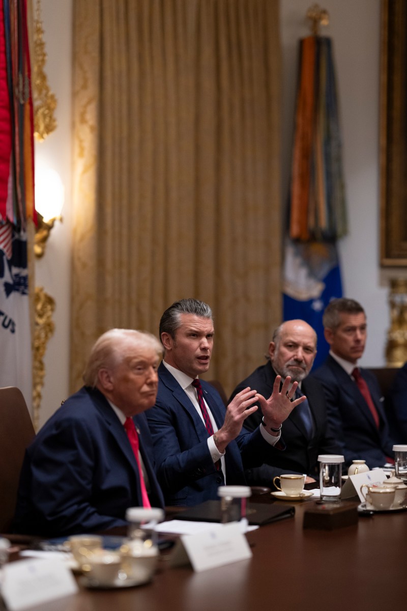 Secretary of War Pete Hegseth speaks as President Donald Trump holds a cabinet meeting, Tuesday, December 2, 2025, in the Cabinet Room of the White House. (Official White House Photo by Molly Riley)