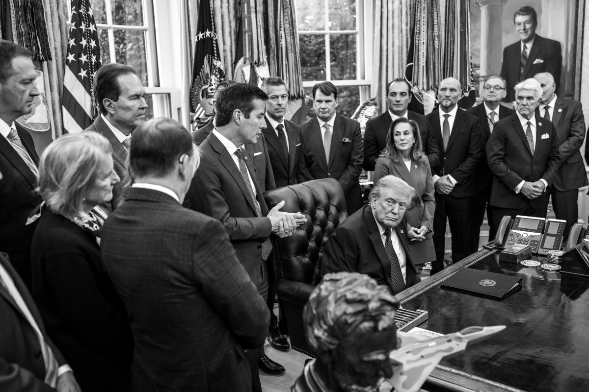 Sen. Bernie Moreno (R-OH) delivers remarks to the media after President Donald Trump’s announcement on fuel economy standards in the Oval Office, Wednesday, December 3, 2025. (Official White House Photo by Molly Riley)