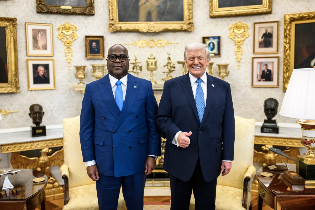 President Donald Trump poses for a photo with President Felix Tshisekedi of the Democratic Republic of the Congo, Thursday, December 4, 2025, in the Oval Office. (Official White House Photo by Daniel Torok)