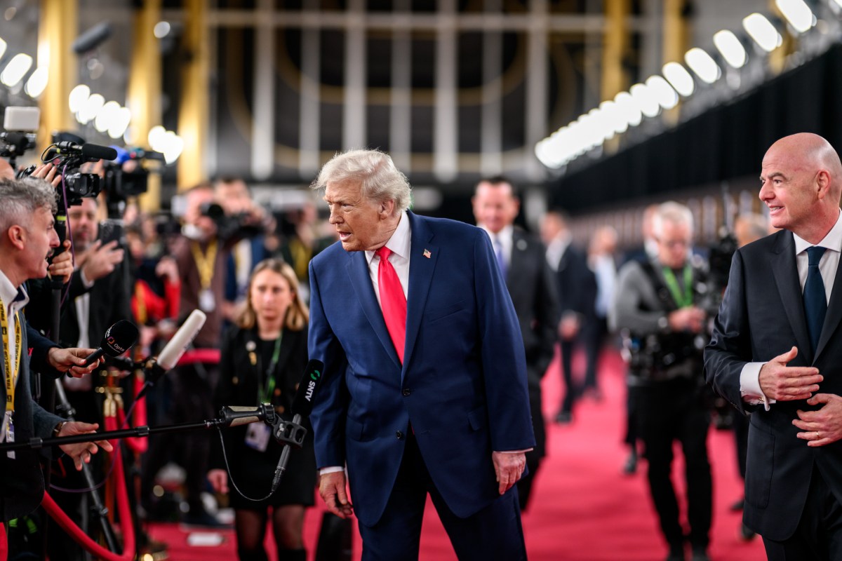 President Donald Trump speaks to members of the media after his arrival to the John F. Kennedy Center for the Performing Arts in Washington, D.C. on Friday, December 5, 2025, to attend the FIFA World Cup drawing. (Official White House Photo by Daniel Torok)