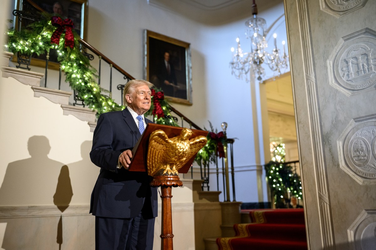 President Donald Trump delivers remarks to staff during a Christmas Reception in the White House, Monday, December 1, 2025. (Official White House Photo by Joyce N. Boghosian)