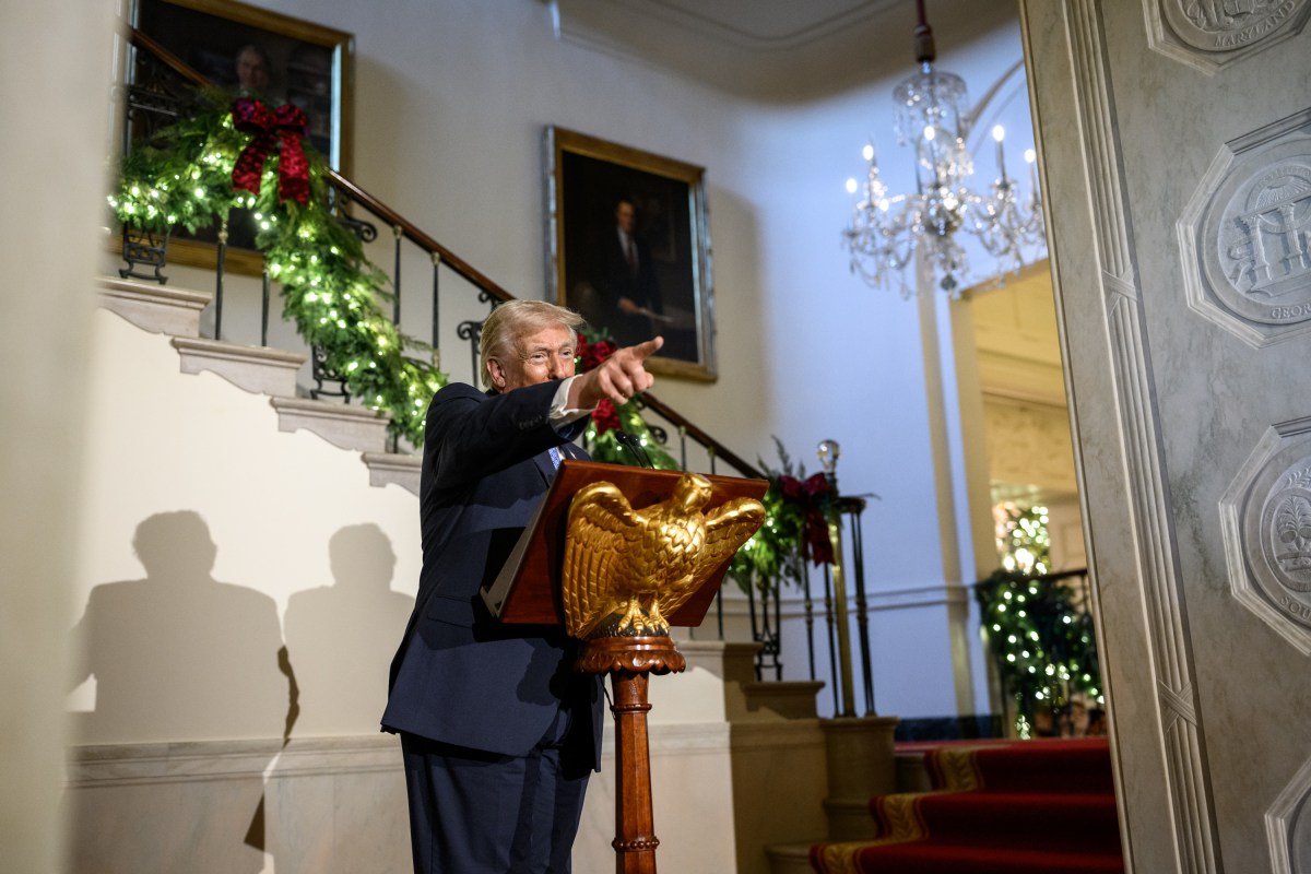 President Donald Trump delivers remarks to staff during a Christmas Reception in the White House, Monday, December 1, 2025. (Official White House Photo by Joyce N. Boghosian)