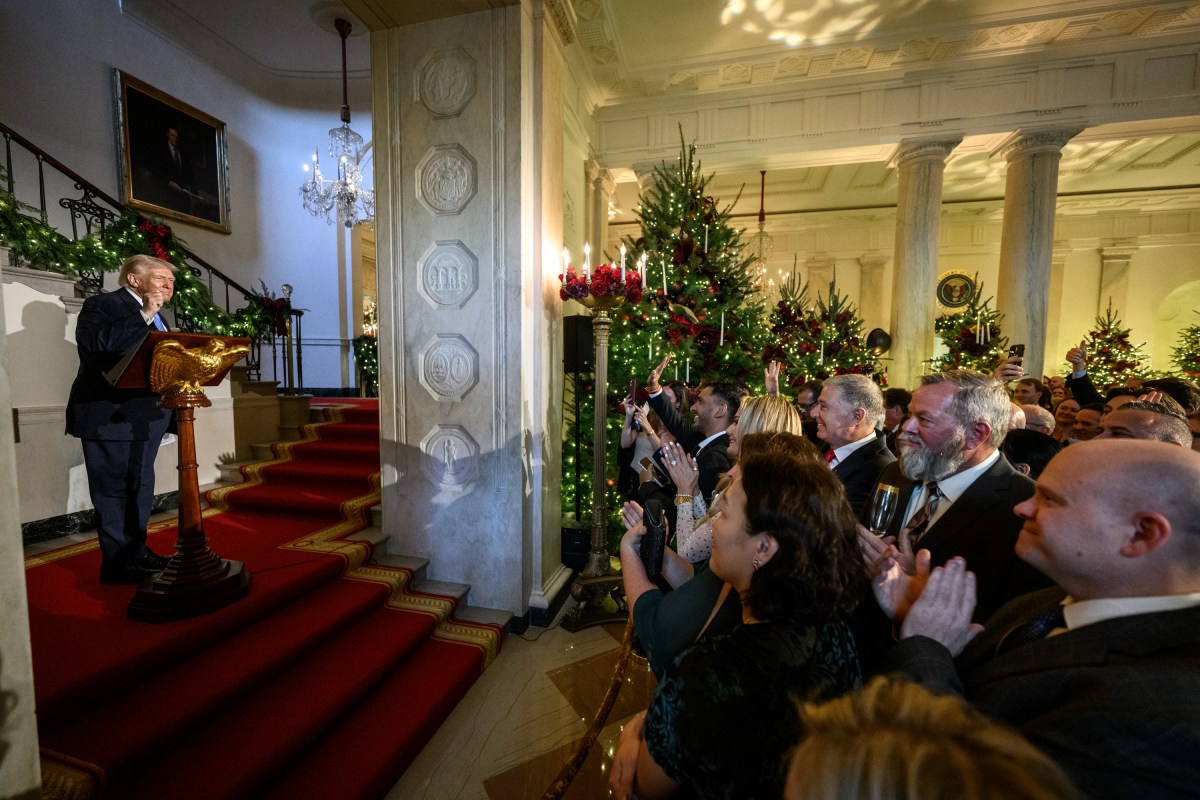 President Donald Trump delivers remarks to staff during a Christmas Reception in the White House, Monday, December 1, 2025. (Official White House Photo by Joyce N. Boghosian)