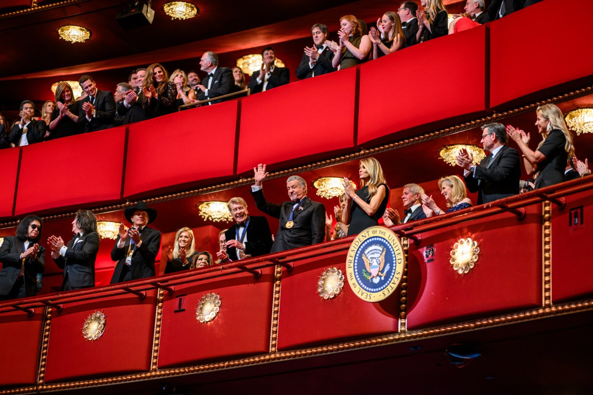 President Donald Trump delivers opening remarks at the Kennedy Center Honors celebrating Sylvester Stallone, Gloria Gaynor, George Strait, members of KISS, and Michael Crawford at the Kennedy Center in Washington, D.C., Sunday, December 7, 2025. (Official White House Photo by Daniel Torok)