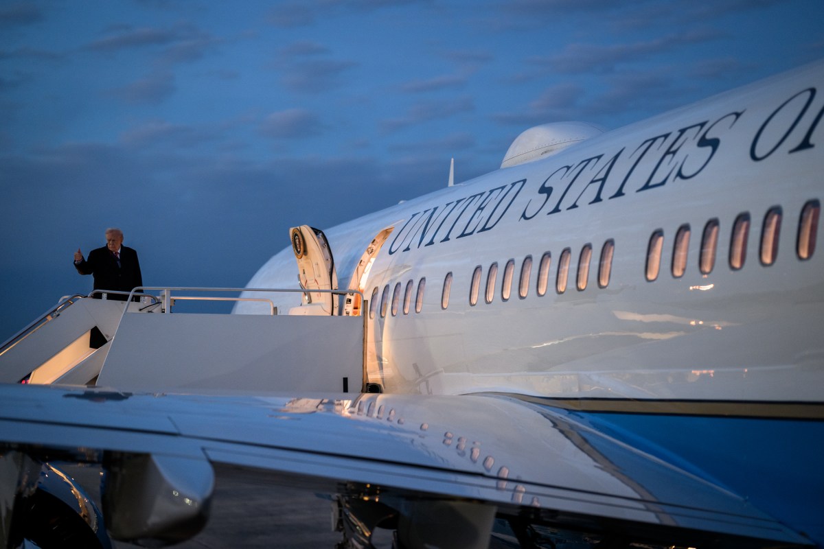 President Donald Trump boards Air Force One at Joint Base Andrews, Maryland, en route Wilkes-Barre Scranton International Airport for a rally on the economy in Mount Pocono, Pennsylvania, Tuesday, December 9, 2025. (Official White House Photo by Molly Riley)
