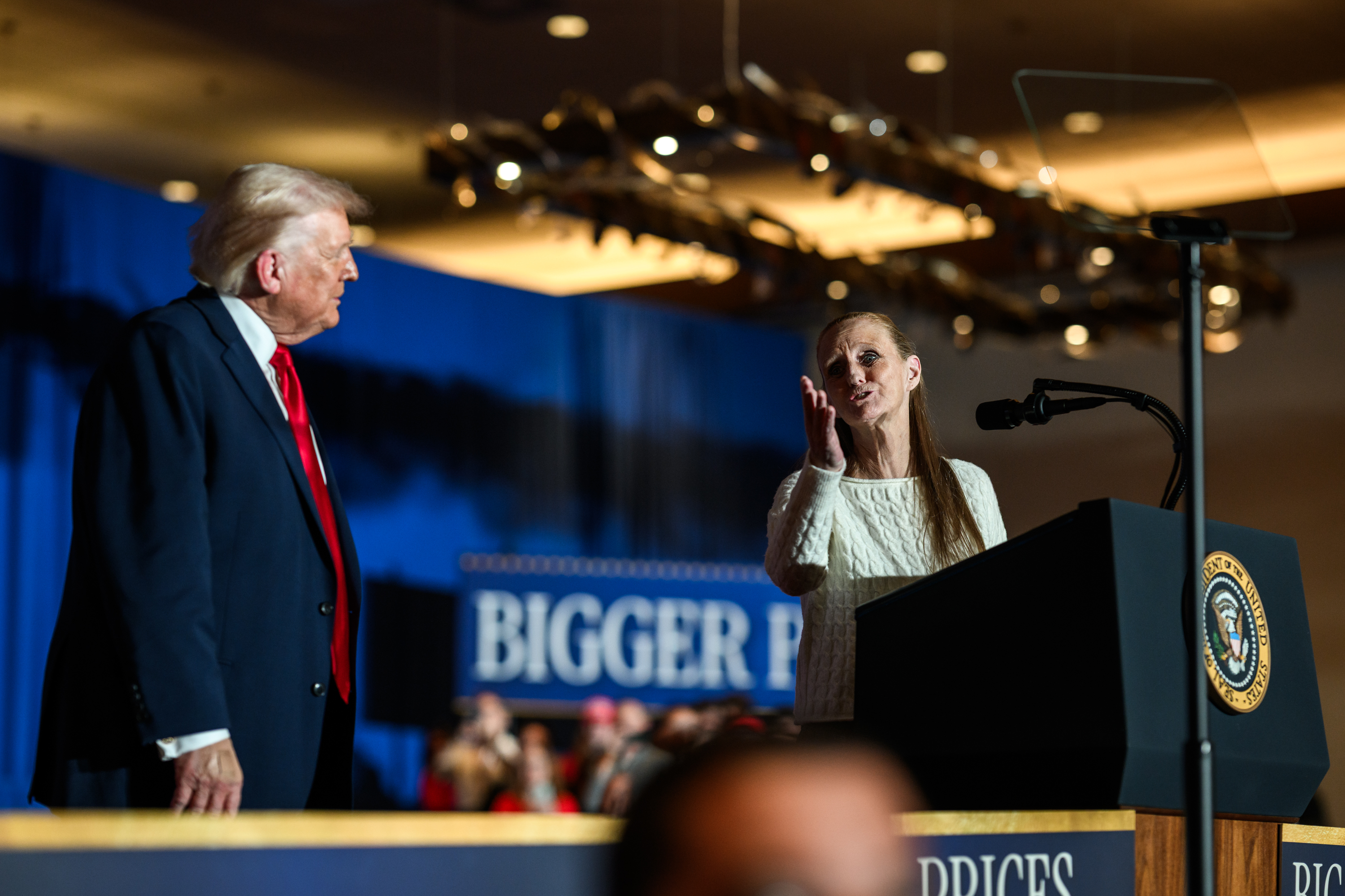 President Donald Trump delivers remarks on the economy at Mount Airy Casino Resort in Mount Pocono, Pennsylvania, Tuesday, December 9, 2025. (Official White House Photo by Molly Riley)