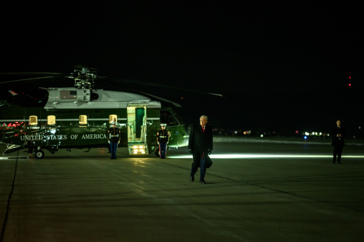 President Donald Trump boards Air Force One at Pocono Mountains Regional Airport after a rally on the economy, Tuesday, December 9, 2025. (Official White House Photo by Molly Riley)