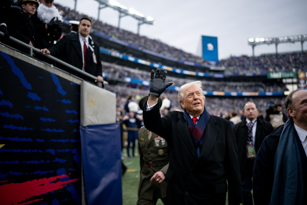 President Donald Trump attends Army Navy football game at M&T Bank Stadium. December 13, 2025. (Official White House Photo by Daniel Torok)