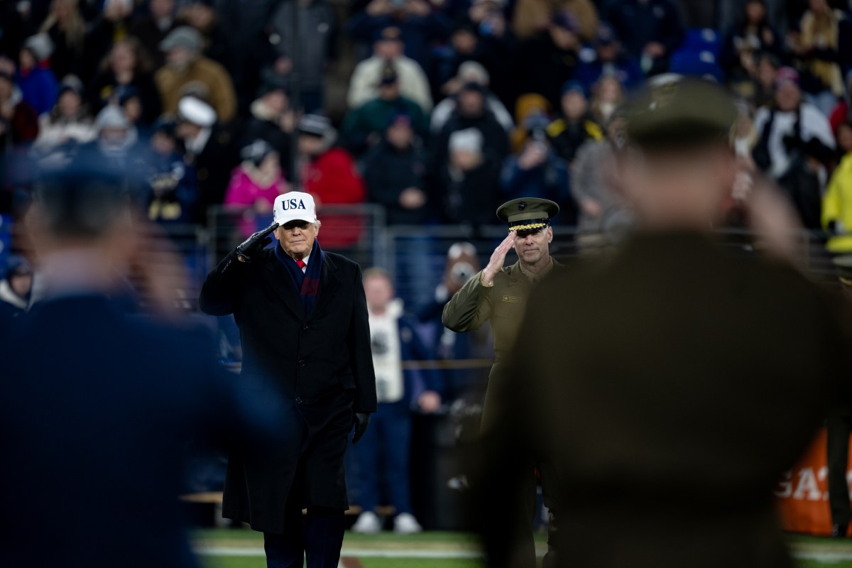President Donald Trump attends Army Navy football game at M&T Bank Stadium. December 13, 2025. (Official White House Photo by Daniel Torok)