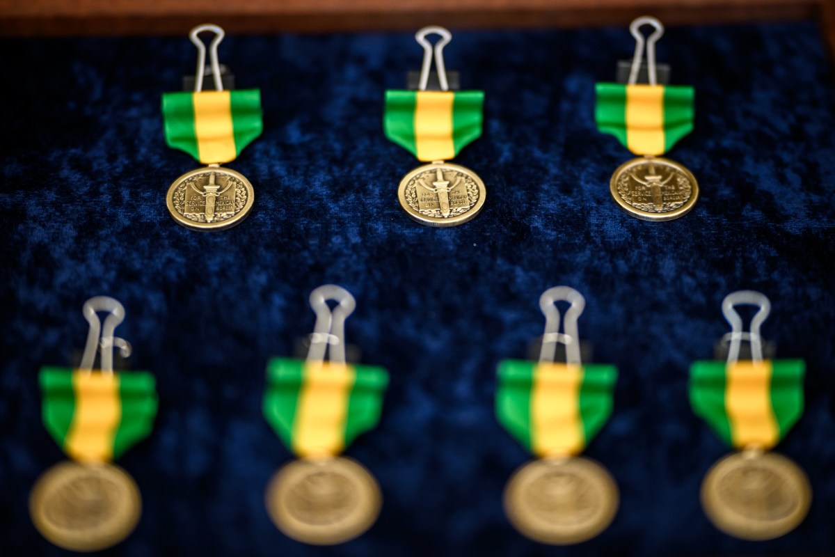 The Mexican Border Defense Medal is an exact replica of the original Mexican Border Service Medal, created in 1918 and awarded to U.S. troops who fought during the Mexican Revolution. (Official White House Photo by Daniel Torok)