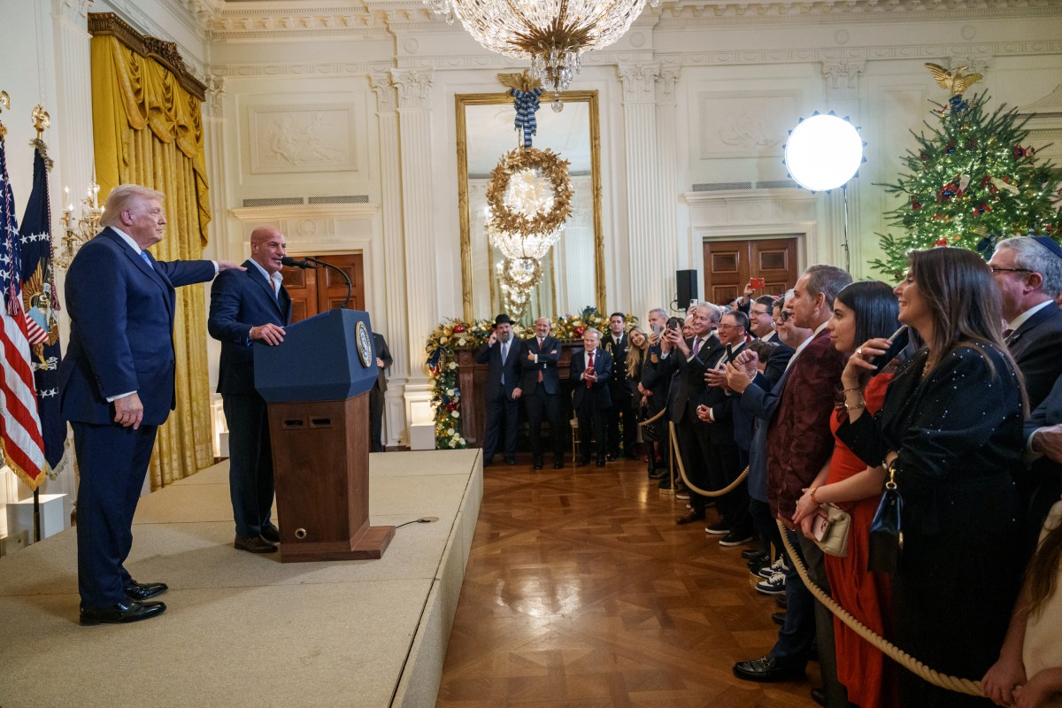 President Donald Trump participates in a Hanukkah Reception in the East Wing of the White House, Tuesday, December 16, 2025. (Official White House Photo by Abe McNatt)