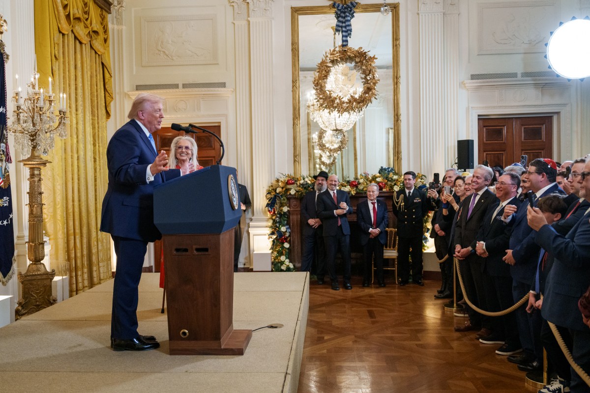 President Donald Trump participates in a Hanukkah Reception in the East Wing of the White House, Tuesday, December 16, 2025. (Official White House Photo by Abe McNatt)