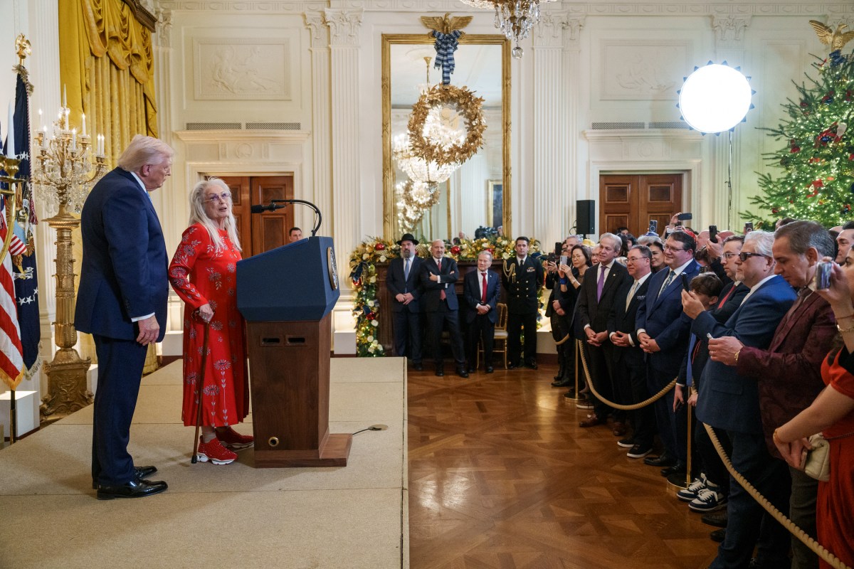 President Donald Trump participates in a Hanukkah Reception in the East Wing of the White House, Tuesday, December 16, 2025. (Official White House Photo by Abe McNatt)