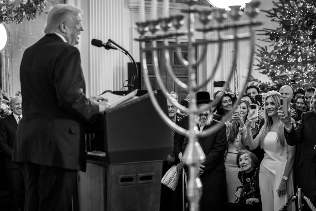 President Donald Trump participates in a Hanukkah Reception in the East Wing of the White House, Tuesday, December 16, 2025. (Official White House Photo by Molly Riley)