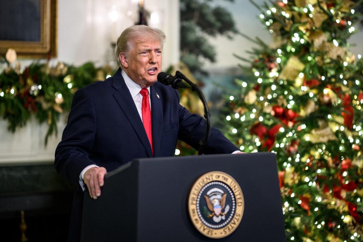 President Donald Trump addresses the nation, Wednesday, December 17, 2025, from the Diplomatic Reception Room of the White House. (Official White House Photo by Daniel Torok)