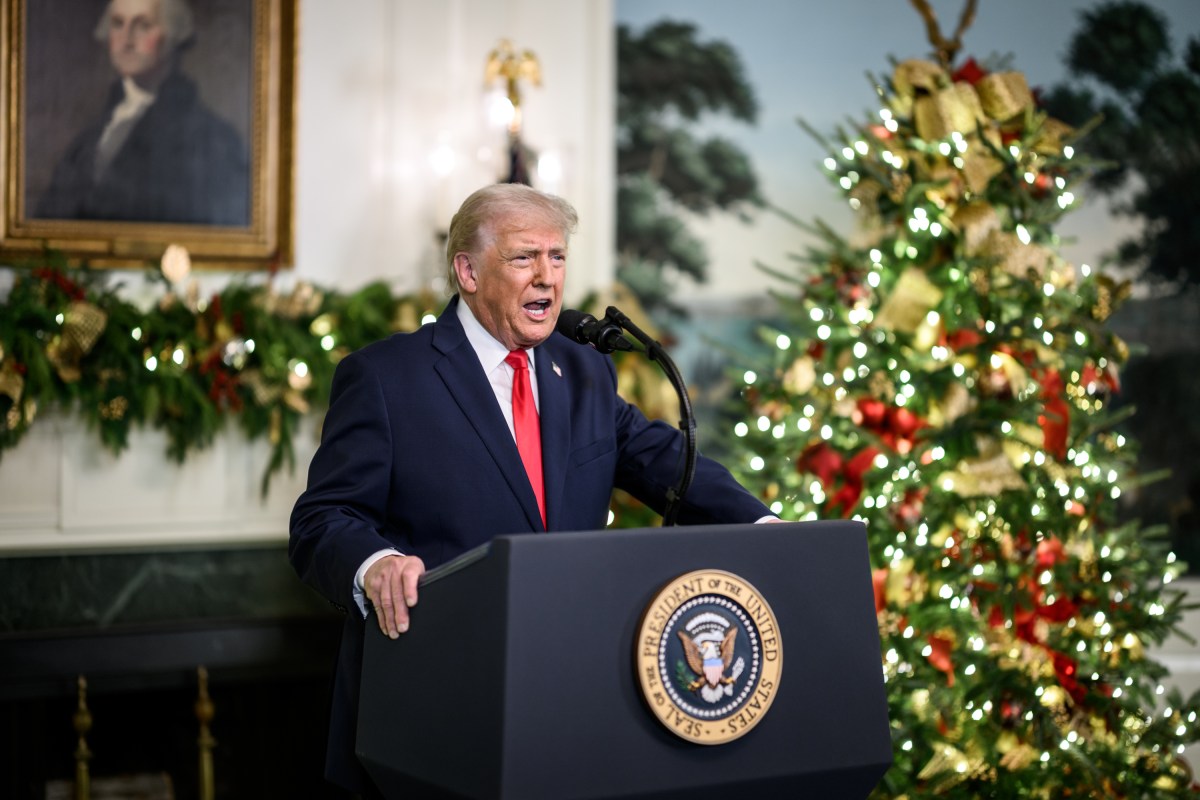 President Donald Trump addresses the nation, Wednesday, December 17, 2025, from the Diplomatic Reception Room of the White House. (Official White House Photo by Daniel Torok)