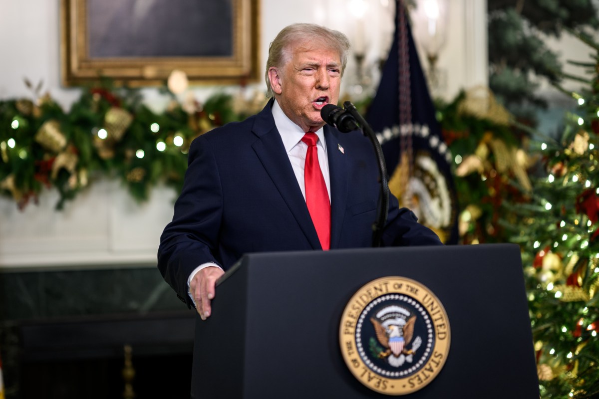 President Donald Trump addresses the nation, Wednesday, December 17, 2025, from the Diplomatic Reception Room of the White House. (Official White House Photo by Daniel Torok)