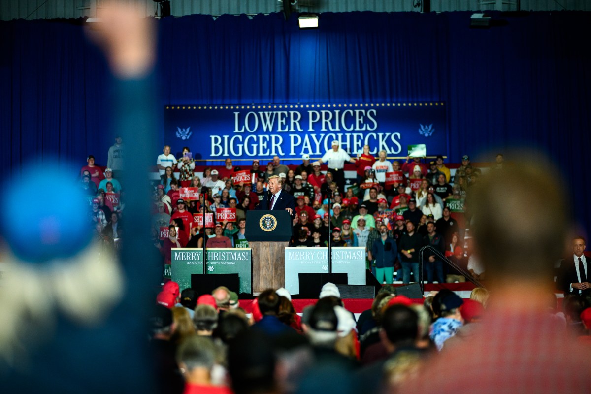 President Donald Trump delivers remarks on the economy at the Rocky Mount Event Center in Rocky Mount, North Carolina on Friday, December 19, 2025. (Official White House Photo by Daniel Torok)