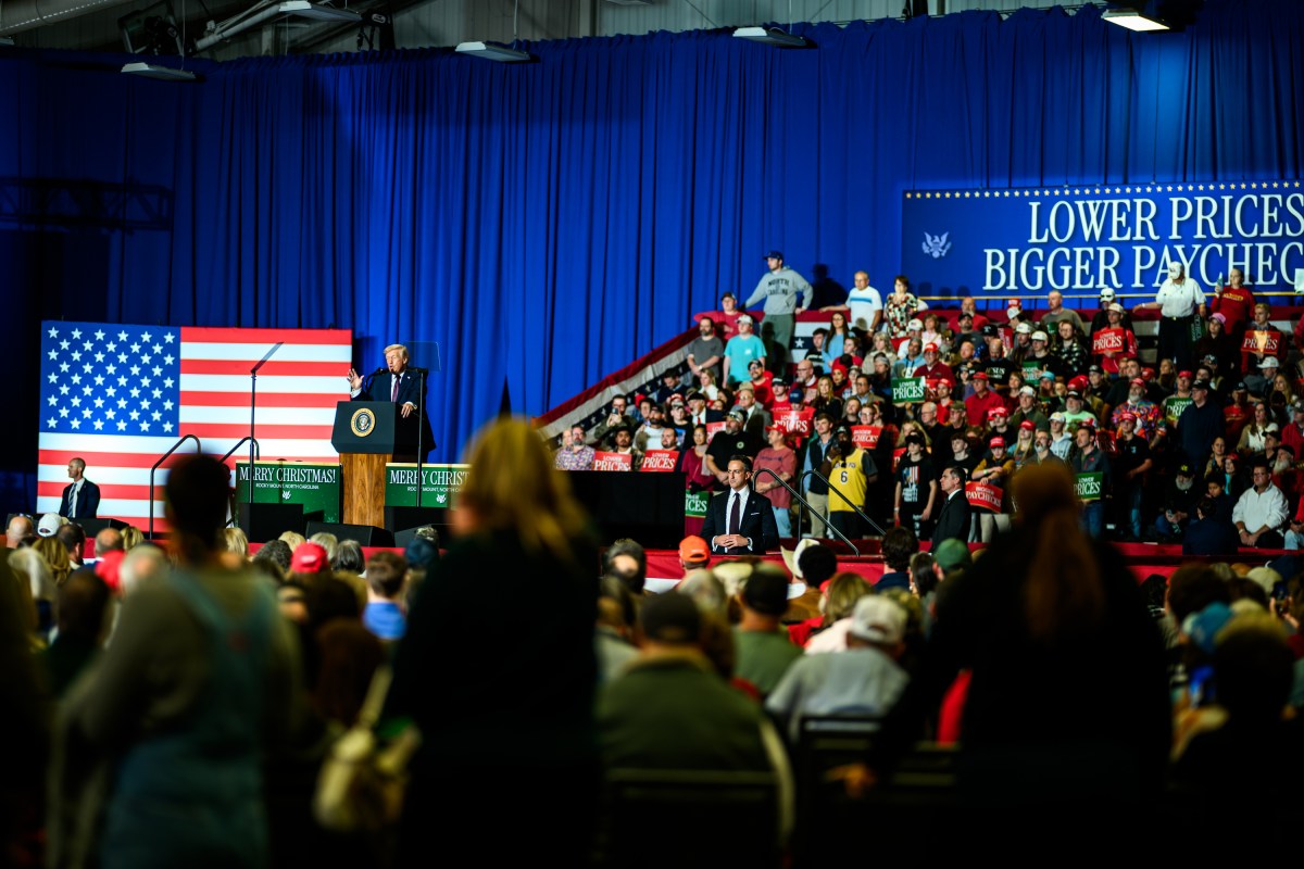 President Donald Trump delivers remarks on the economy at the Rocky Mount Event Center in Rocky Mount, North Carolina on Friday, December 19, 2025. (Official White House Photo by Daniel Torok)