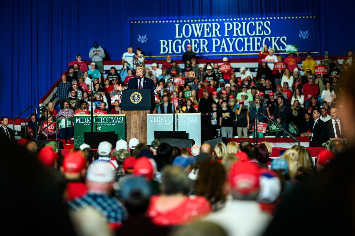 President Donald Trump delivers remarks on the economy at the Rocky Mount Event Center in Rocky Mount, North Carolina on Friday, December 19, 2025. (Official White House Photo by Daniel Torok)